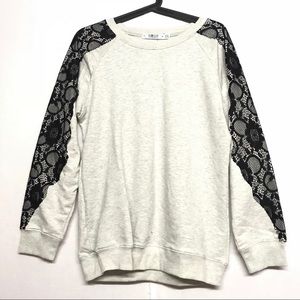Lace crochet O- neck casual sweat shirt